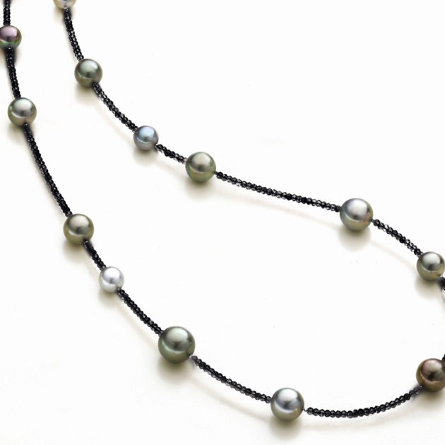 HESSE COLLIER 100 CM SILBER TAHITI ZUCHTPERLE SPINELL DAMEN