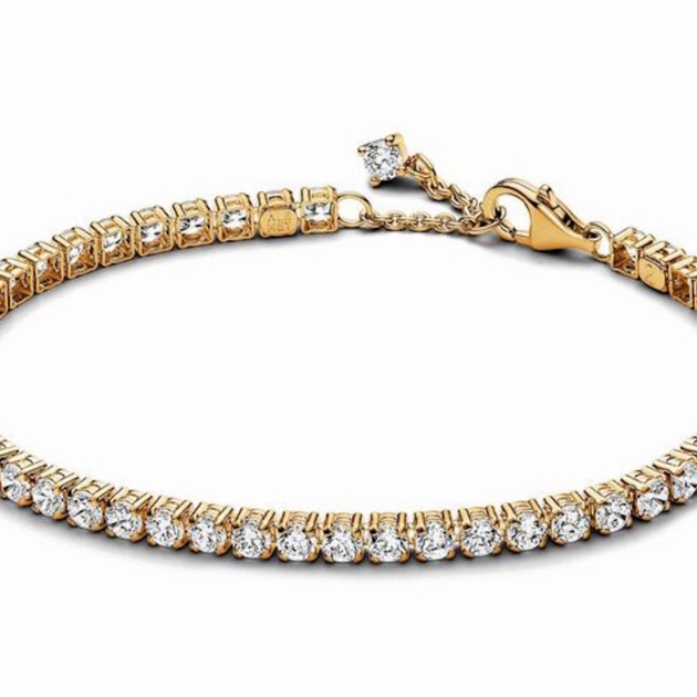 PANDORA TENNIS BRACLET CUBIC ZIRKONIA 14K GOLDPLATTIERT ARMBAND