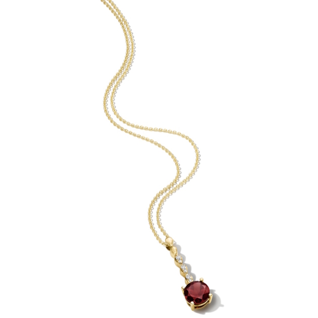 WILHELM MÜLLER COLLIER 585 GG GOLD BRILLANTEN W-SI ZUS. 0,06 CT GRANAT DAMENCOLLIER