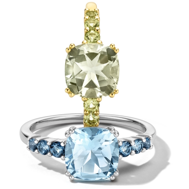 WILHELM MÜLLER RING 585 GG GOLD GRÜNER AMETHYST PERIDOTS DAMENRING